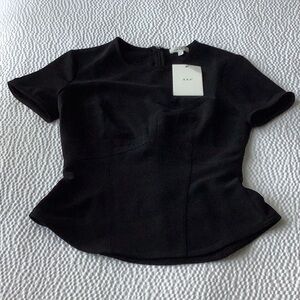 A.L.C. Black Short Sleeve Peplum Top